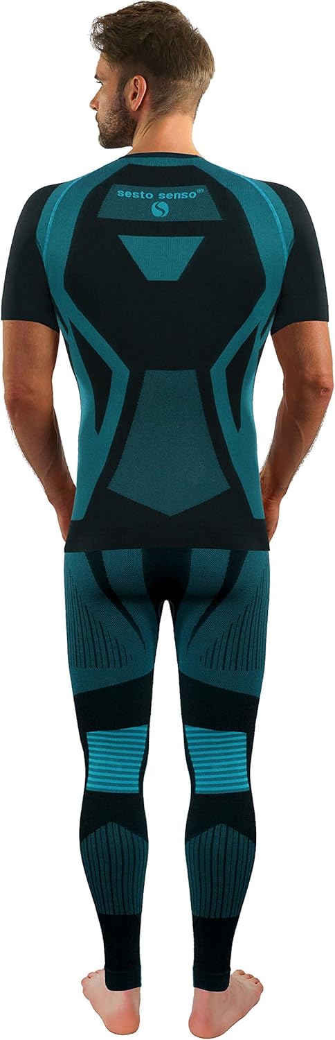 sesto senso Herren Funktionsunterwäsche Set Kurzarmhemd Leggings Schnelltrocknend Skiunterwäsche M G