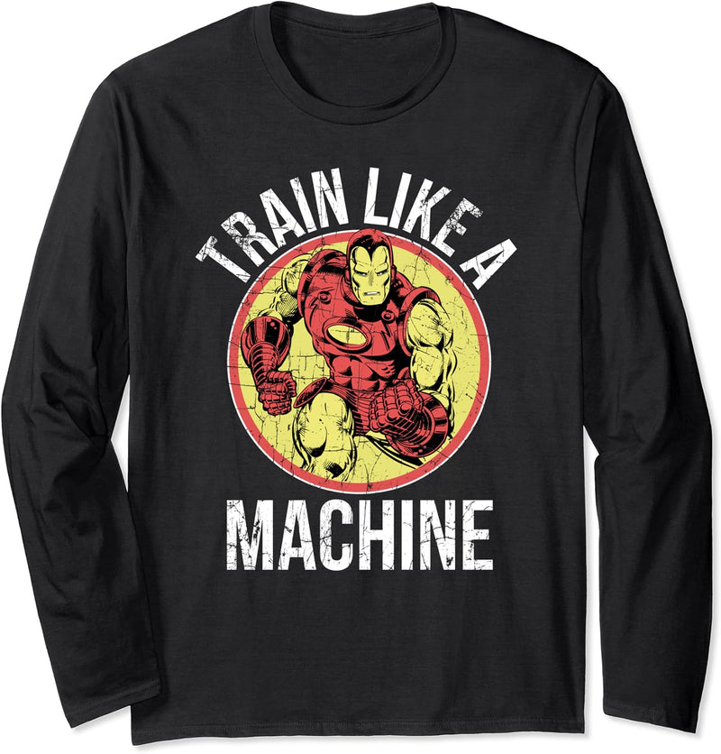 Marvel Iron Man Train Like A Machine Vintage Langarmshirt