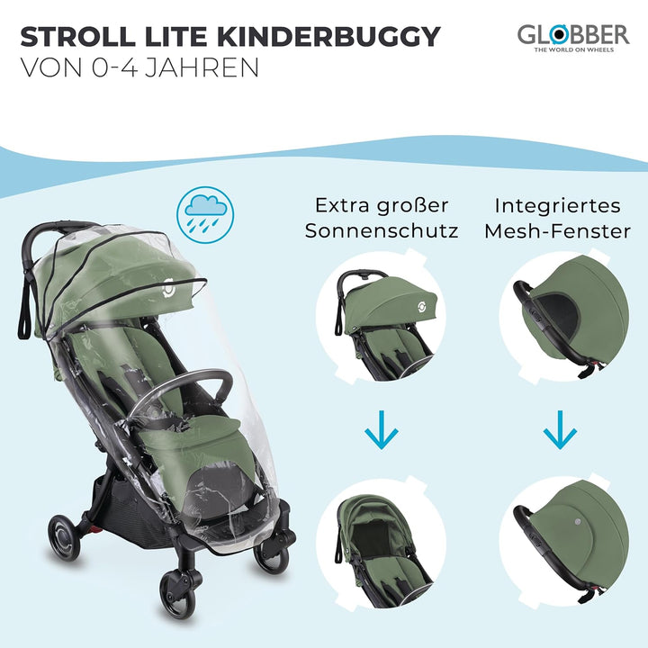 GLOBBER STROLL LITE Kinderwagen – Baby Stroller bis 22 kg - Buggy klein zusammenklappbar - Reisebugg