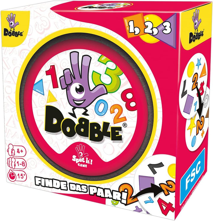 Zygomatic, Dobble 1,2,3, Eco-Sleeves, Kinderspiel, Kartenspiel, 1-5 Spieler, Ab 3+ Jahren, 10 Minute