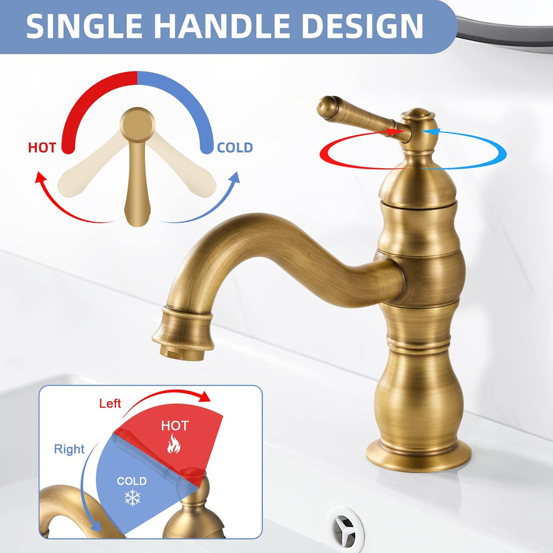 kisimixer Wasserhahn Bad Antik Bronze, 360° Schwenkbar Armatur Waschbecken für Bad, Einhebel Mischba