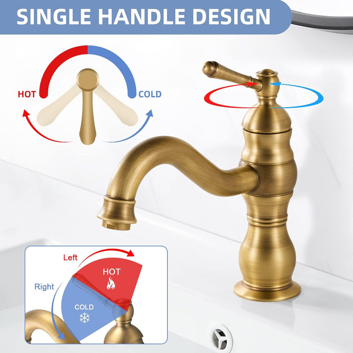 kisimixer Wasserhahn Bad Antik Bronze, 360° Schwenkbar Armatur Waschbecken für Bad, Einhebel Mischba