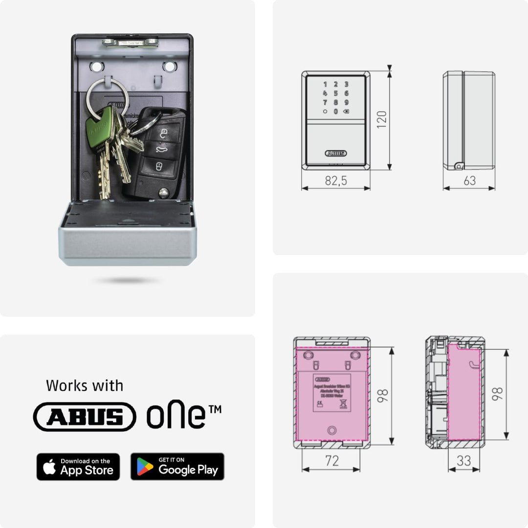 ABUS smarte Schlüsselbox KEYGARAGE™ One – per App mit Smartphone oder per Zahlencode bedienbar – Sch