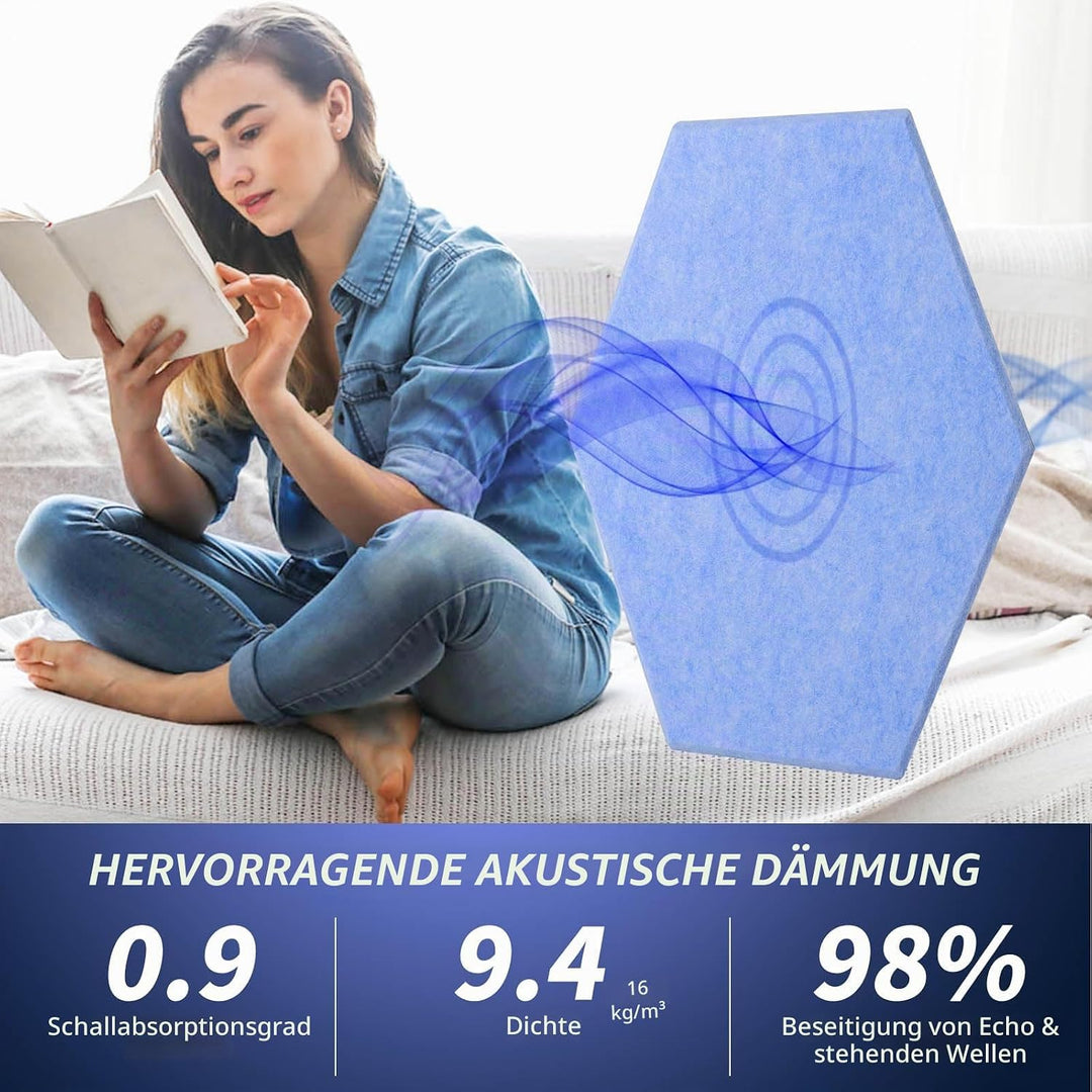 Rdutuok 12 Stück Akustik Panel,30x26x1cm Hexagon Akustik Absorber Schallschutzplatten Akustikpaneele
