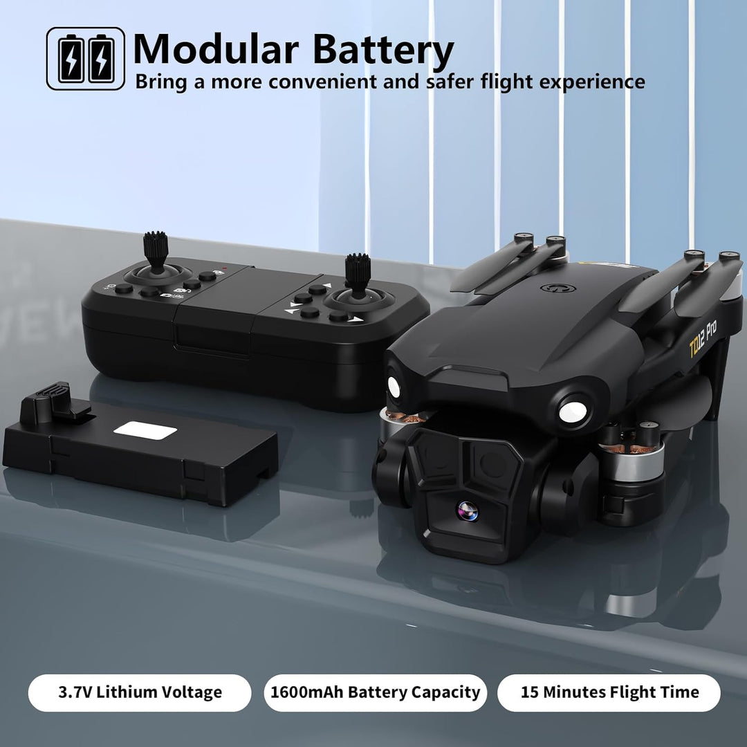 TD12PRO Drohne mit Kamera 1080P, Bürstenloser Motor Drohnen für Erwachsene 90° Motorisiert Einstellb