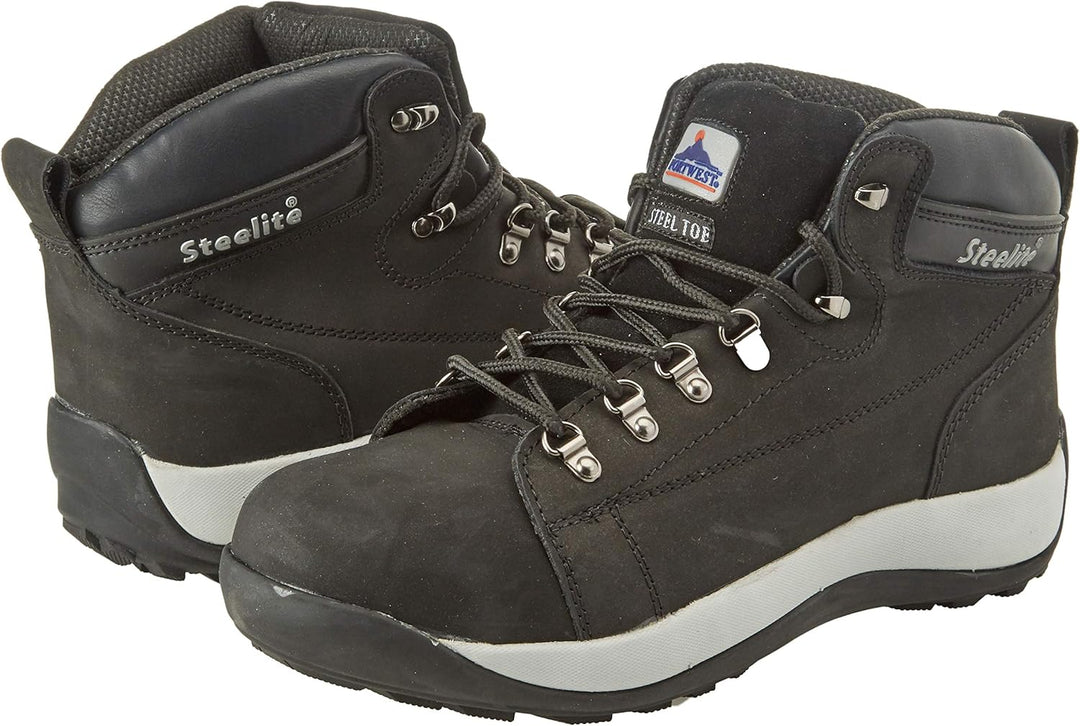 Portwest Steelite halbhoher Stiefel SB HRO, Grösse: 45, Farbe: Schwarz, FW31BKR45 45 EU Schwarz, 45
