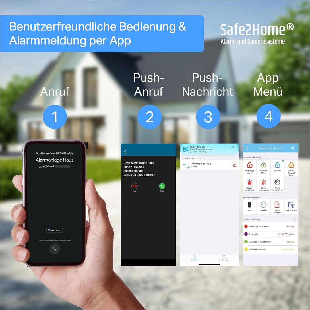 Safe2Home Hochwertiger Erschütterungssensor Vibration Sensor für Funk Alarmanlage Safe2Home für Seri