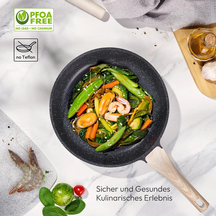 JUST PERFECTO Topfset Induktion - Pfannenset mit deckel - Pfanne 24cm, Bratpfanne 28 cm - kochtopf s