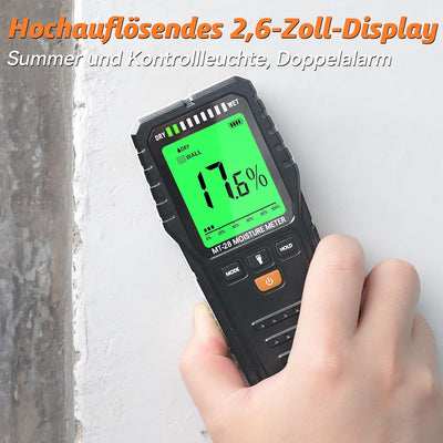 MEISITOOL Holzfeuchtemessgerät Feuchtemessgerät mit Hintergrundbeleuchtung LCD-Display Wasserleckdet