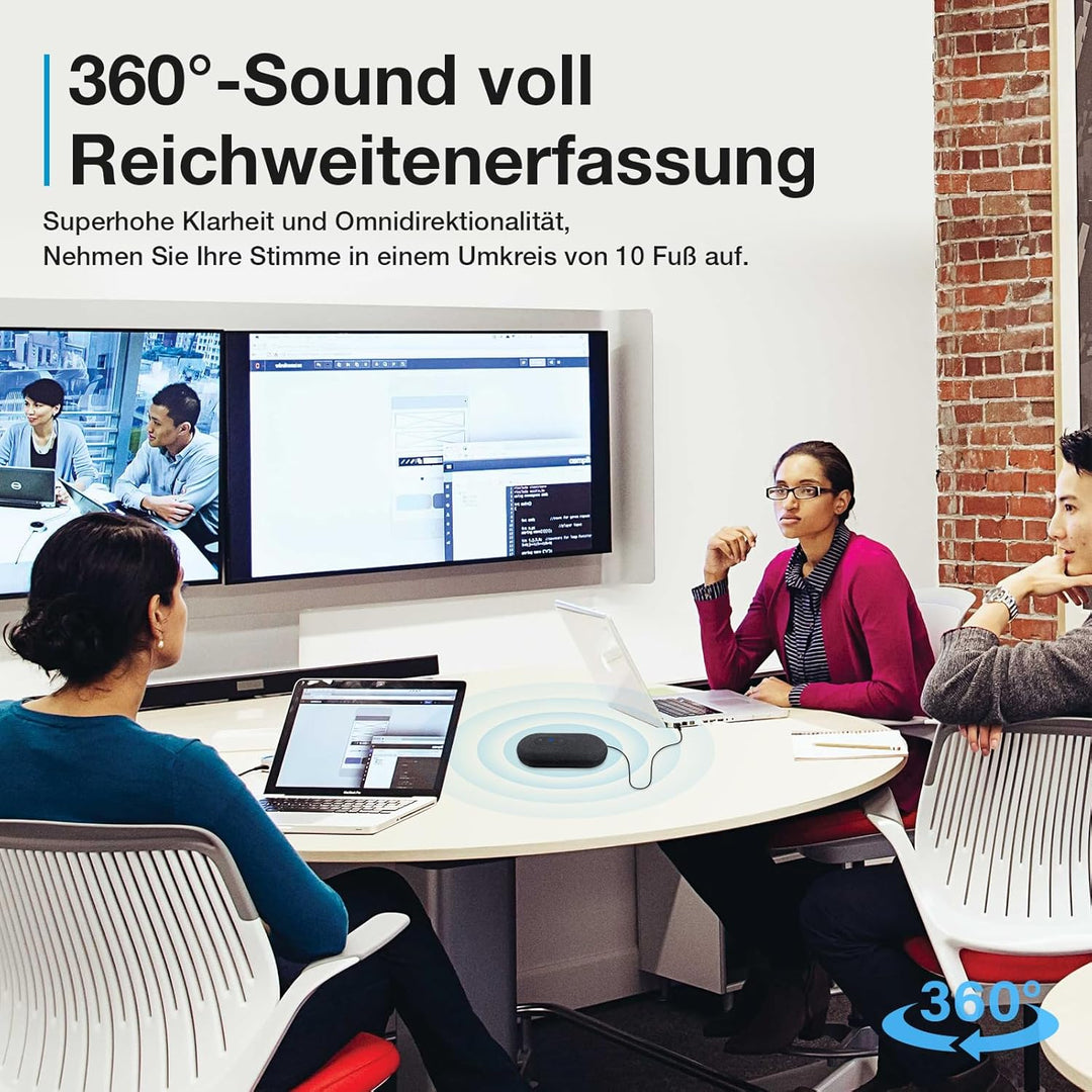 USB Konferenzlautsprecher mit Mikrofon für Home Office-Anrufe, Konferenzmikrofon mit Smarter Stimmfi