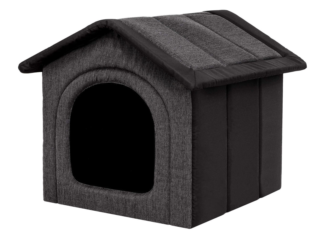 Hundehütte Hundehöhle Hundebett Hundehaus Katzenhöhle kleine S - 38x32 cm Graphit mit Schwarz S - 38