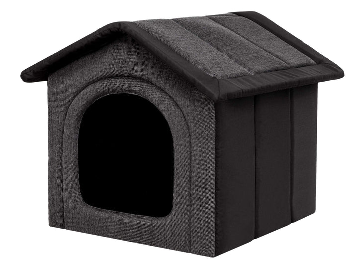 Hundehütte Hundehöhle Hundebett Hundehaus Katzenhöhle kleine S - 38x32 cm Graphit mit Schwarz S - 38