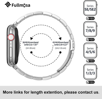 Fullmosa für Apple Watch Armband 45mm 44mm 42mm, Edelstal Metallarmband mit Uhrengehäuse für iwatch