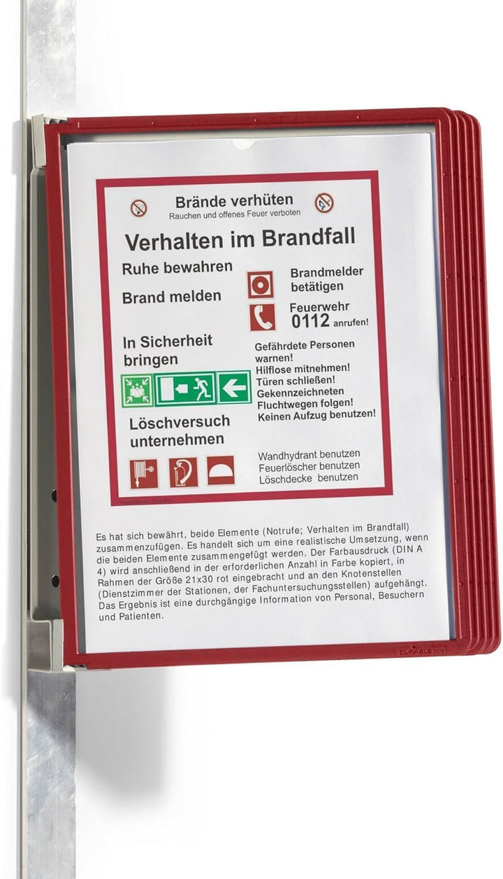 Durable Sichttafelwandhalter (Vario Magnet Wall 5, mit 5 Sichttafeln A4) rot, 591403 Mit 5 Sichttafe