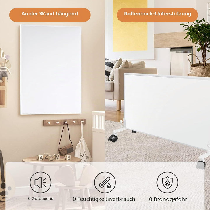Infrarotheizung 800 Watt, Infrarotheizung Wandmontage bis 120 Grad Celsius für 8-20㎡, 1-3 Min auf Be