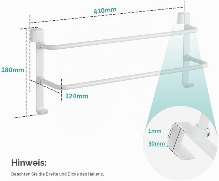 EMKE Doppelter Handtuchhalter, Badezimmer über der Tür hängender Handtuchhalter mit Haken, Edelstahl