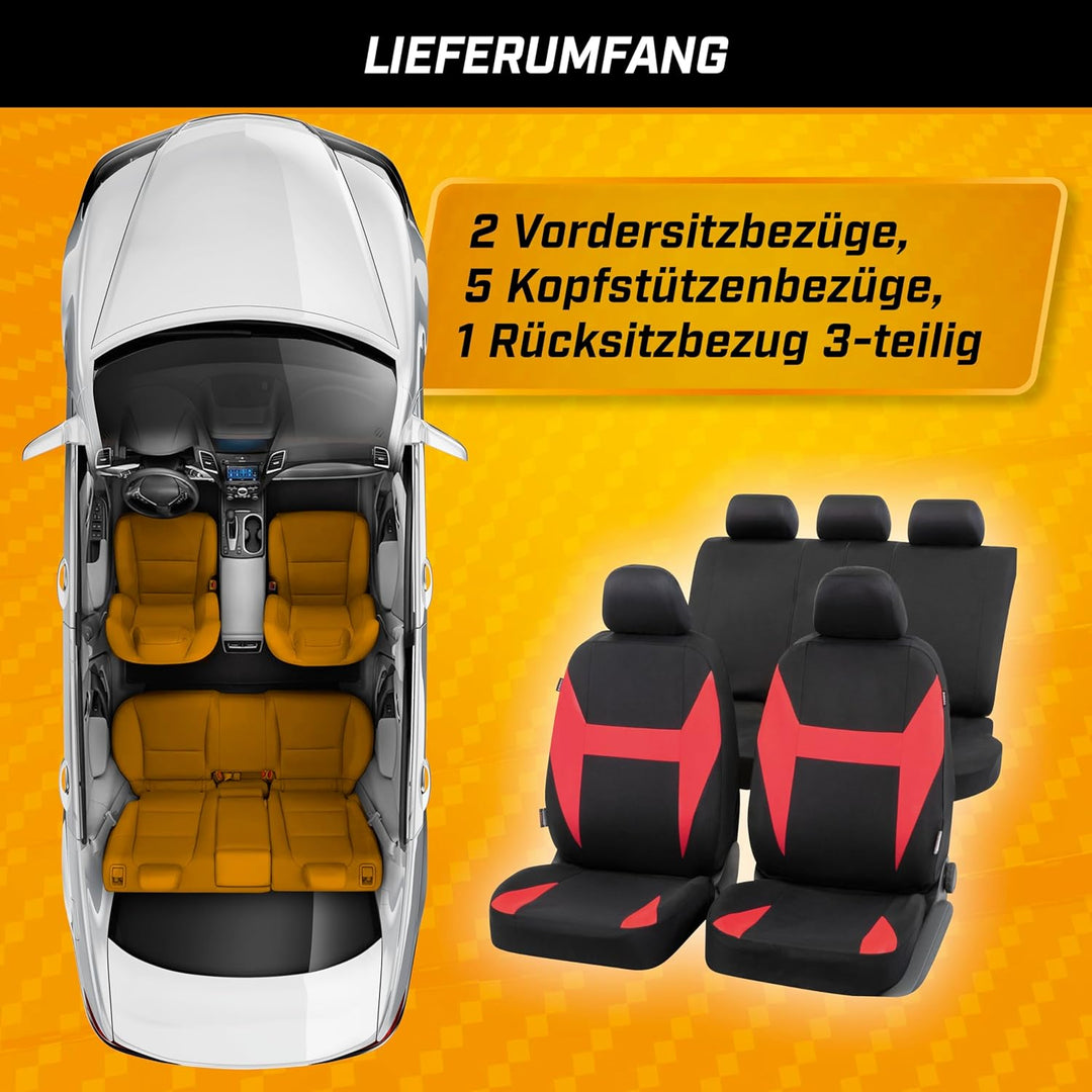 Walser Auto-Sitzbezug Caledon Komplettset, Universal PKW-Sitzbezüge 4-teilig, Auto-Schonbezüge, 2 Vo