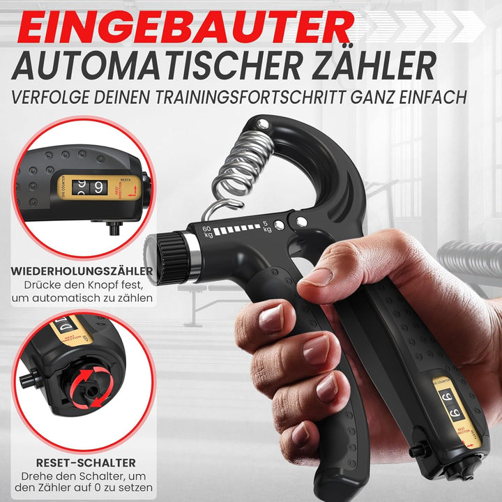 Handtrainer Fingertrainer, Verstellbares Griffkraft Trainer Set -5-Teilig- Unterarmtrainer, Fingerst