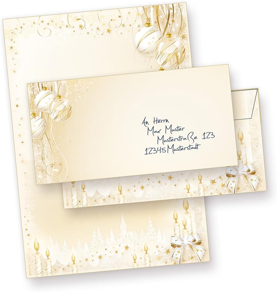 Weihnachtsbriefpapier Weihnachtsmärchen Set (25 Sets ohne Fenster) weihnachtliches Papier A4 Briefpa