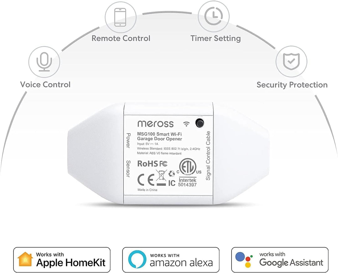 Meross Smart WLAN Garagentoröffner funktioniert mit Apple HomeKit, APP-Steuerung, Kompatibel mit Ale