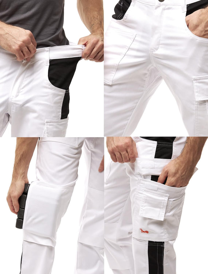 strongAnt Damen Arbeitshose komplett Stretch für Frauen Bundhose mit Kniepolstertaschen Schwarz Grau