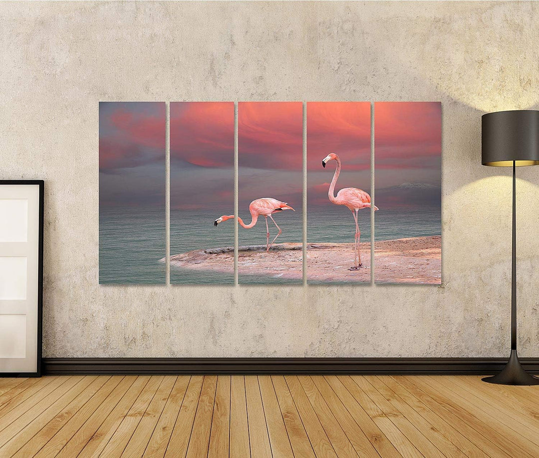 islandburner Bild auf Leinwand Rosa Flamingo Florida Am Strand Bilder Wandbilder Poster Leinwand 170