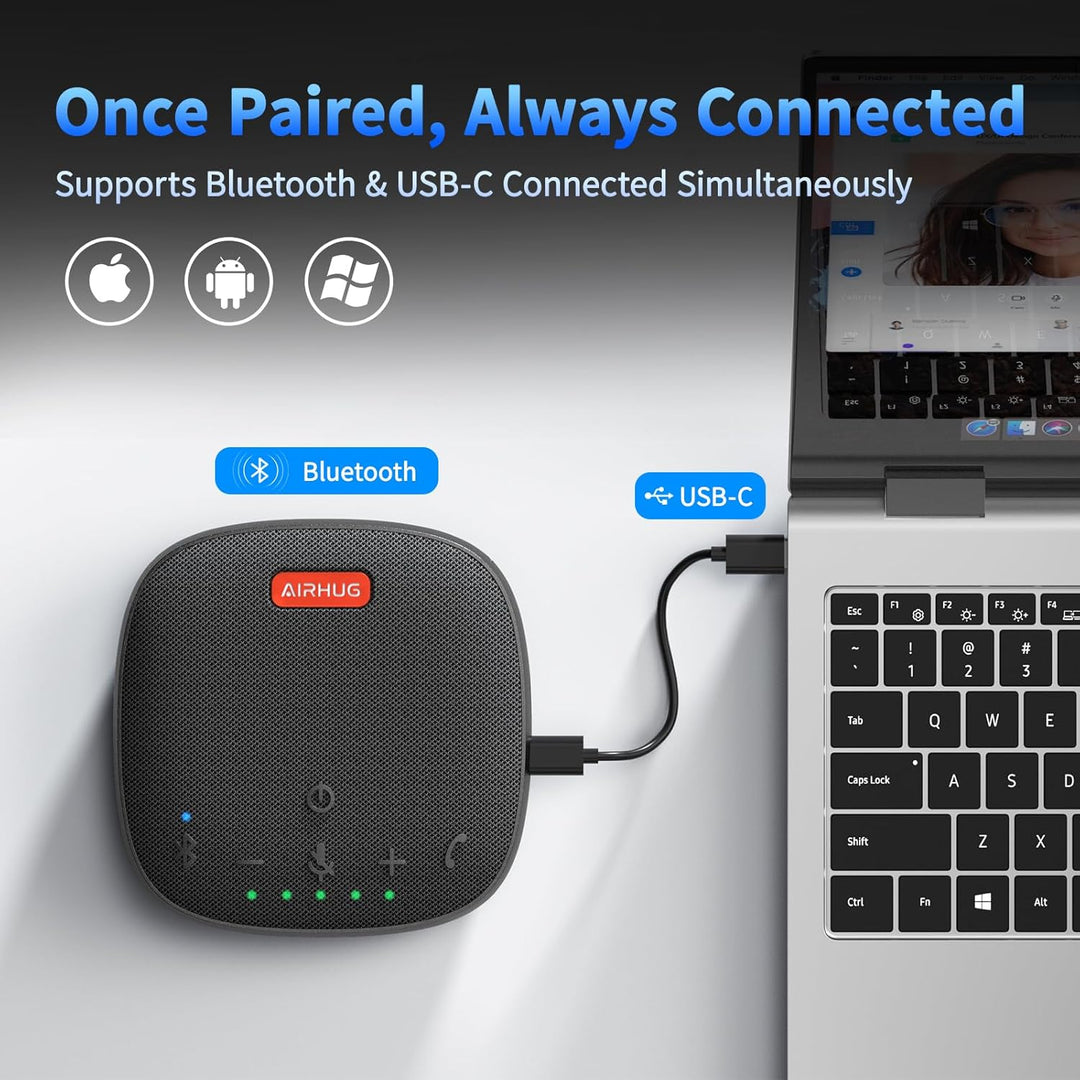 AIRHUG Bluetooth Lautsprecher Mikrofon - USB Konferenzlautsprecher - Tragbar für Home Office