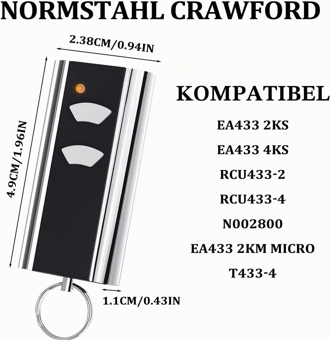 2 Stück Handsender Kompatibel mit Normstahl,Garagentoröffner,Passend für Normstahl Entrematic RCU 43