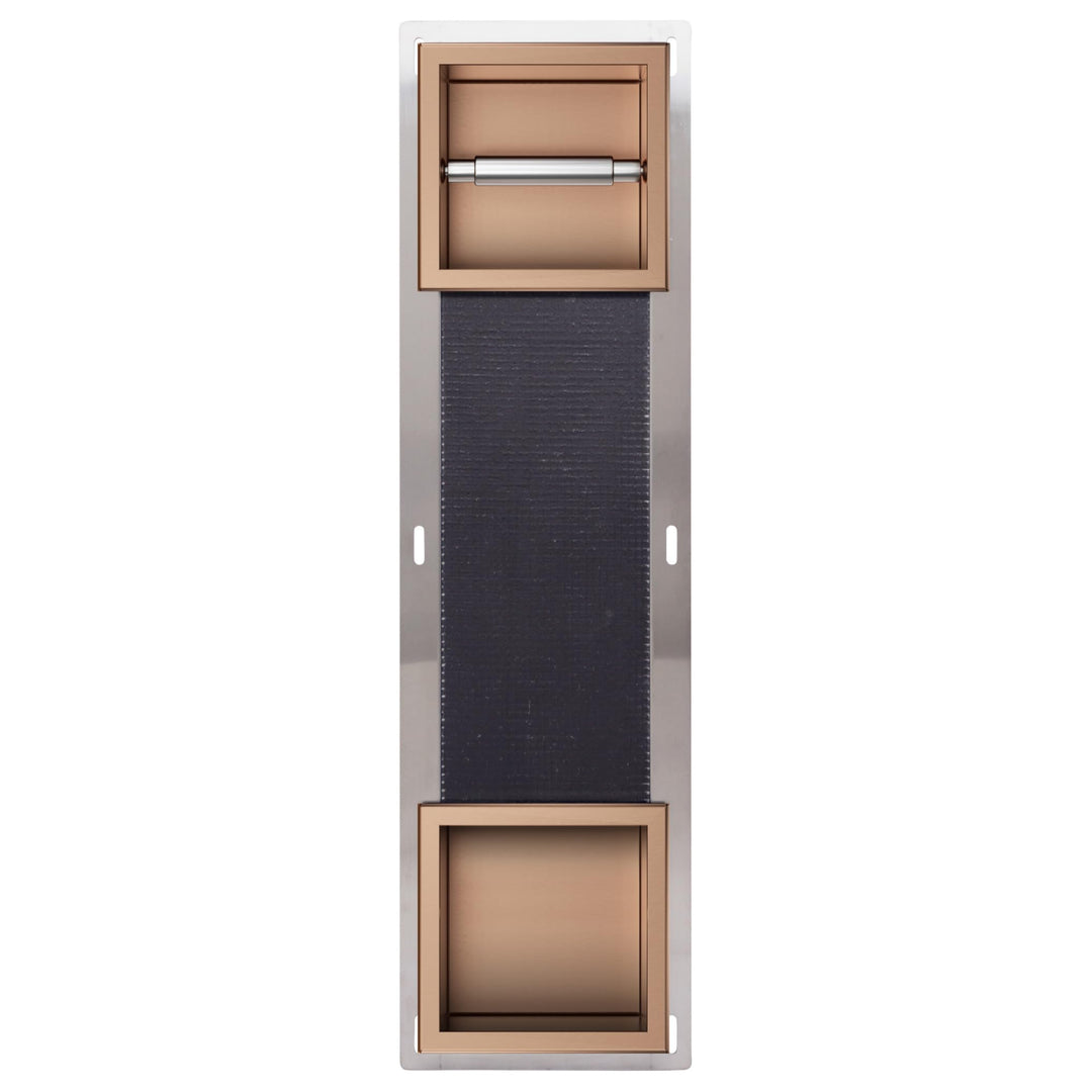 Balneo Toilettenpapierhalter mit Magazin für 6 Rollen, Kupfer, Edelstahl, 74x20,8x14,75 cm, Einbaumo