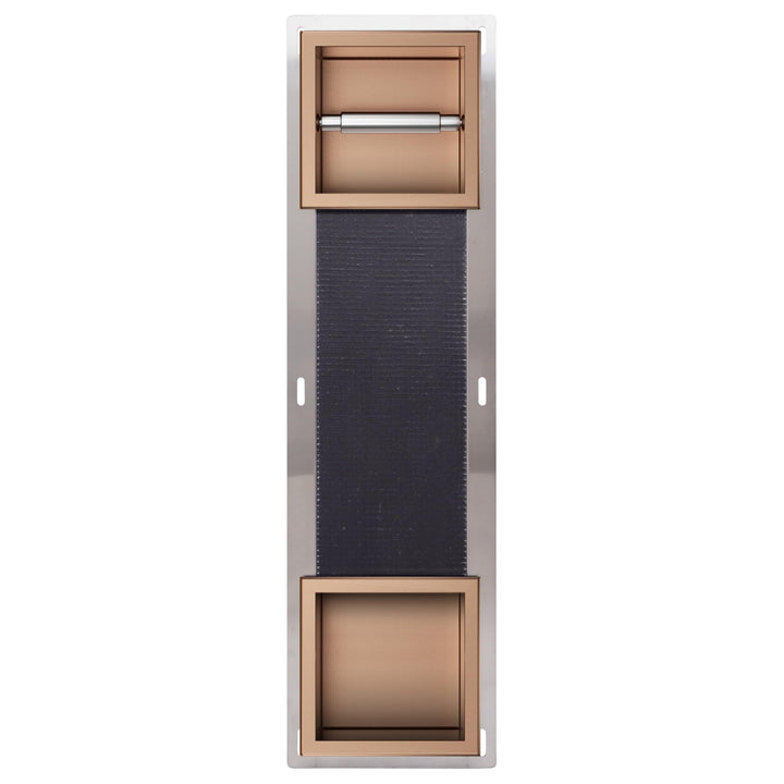 Balneo Toilettenpapierhalter mit Magazin für 6 Rollen, Kupfer, Edelstahl, 74x20,8x14,75 cm, Einbaumo