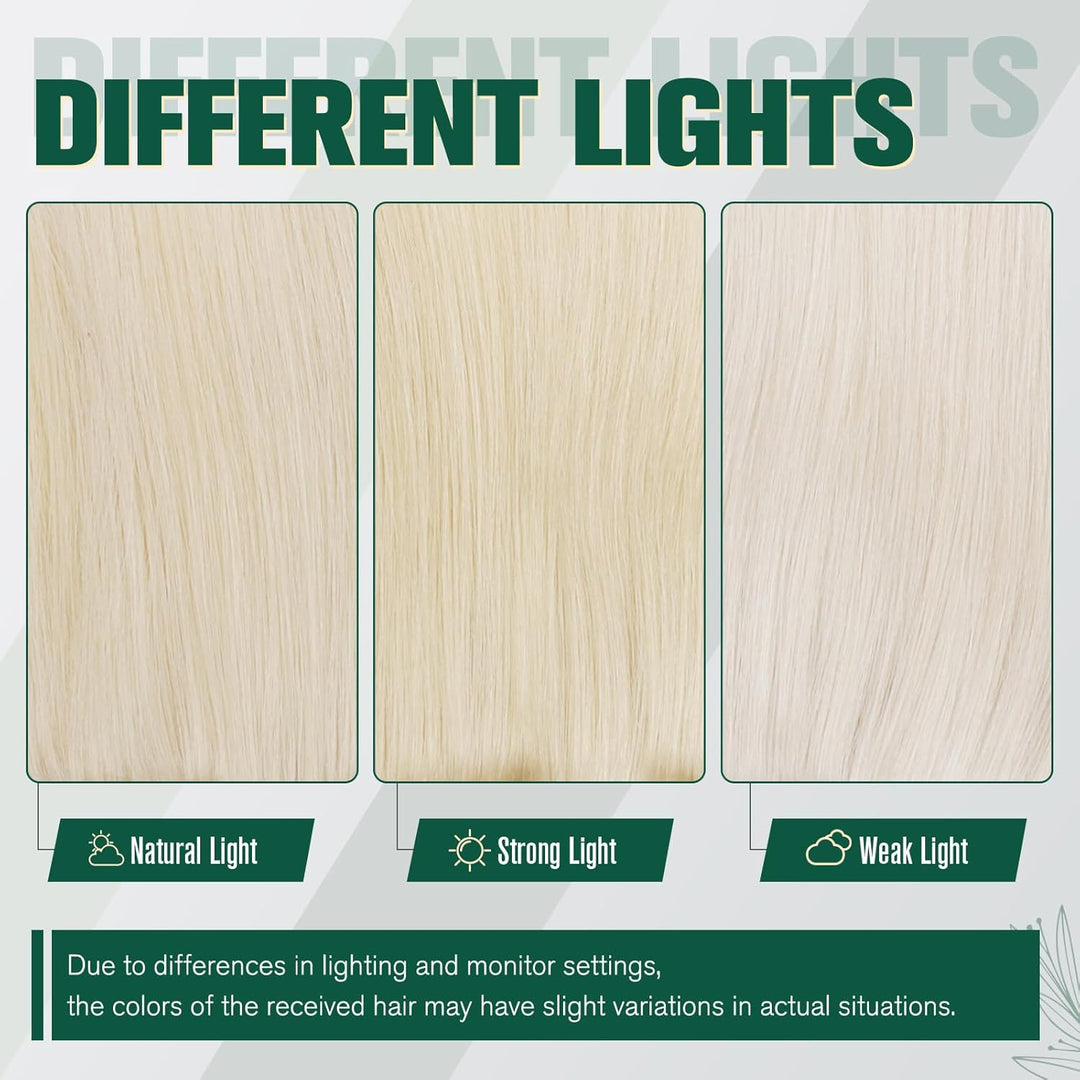 RUNATURE Tressen Extensions Echthaar Weissblond Glatt Echthaar Tressen Zum Einnähen Weisse Blondine