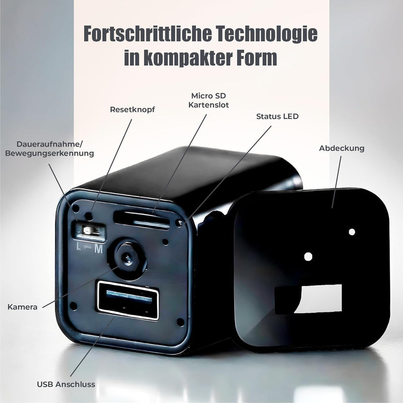 KOBERT GOODS Getarnte Full HD 1080P Überwachungs-Kamera M1B versteckt in Ladegerät Spionage-Camera f