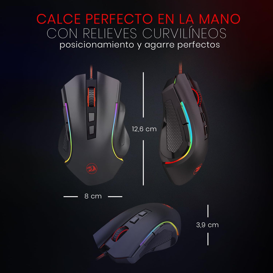 Redragon M602 Gaming Maus mit Kabel, Wired Computer Mouse Gaming mit Treiber, 7 Programmierbare Tast
