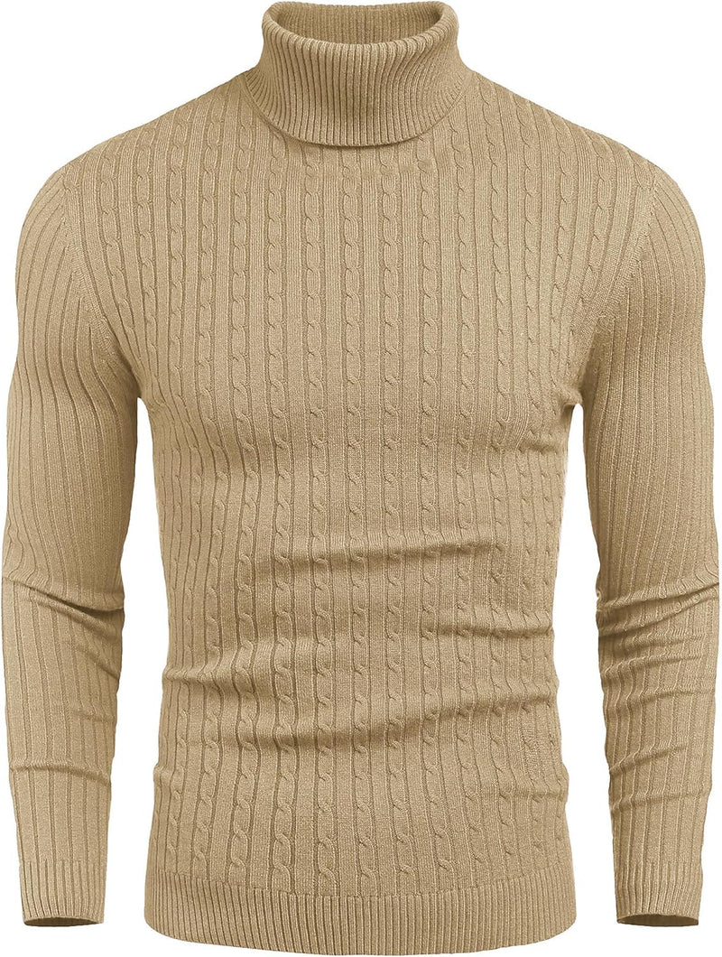 COOFANDY Herren Pullover Feinstrick Langarm Rollkragenpullover Winter Pullover Slim fit Freizeit Rol