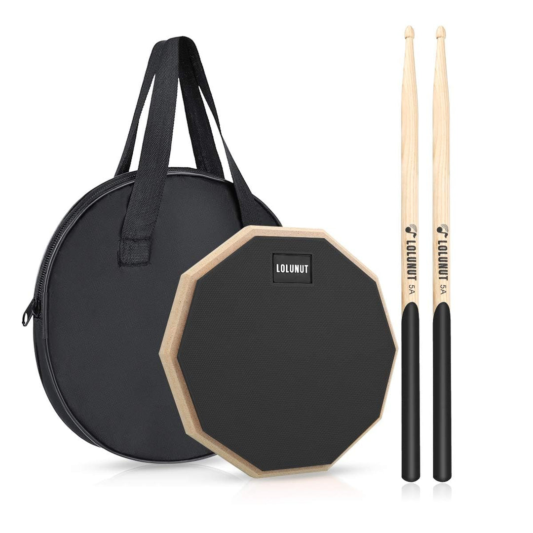 Dumb Drum Practice Pad, 2-seitig leises Übungspad, weicher Gummi, Holzsockel, mit Massivholz-Drumsti