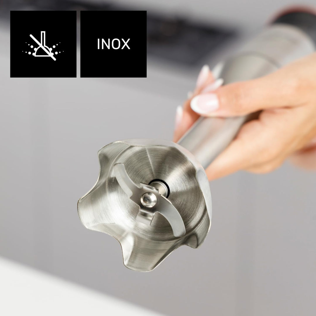 Taurus – Stabmixer 1500W | 20 Geschwindigkeiten + TURBO | Edelstahlklingen | Spritzschutzglocke | Er