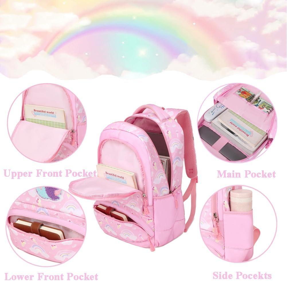 Schulrucksack Kinder Mädchen Grundschule Schultaschen Sets für Mädchen Kinderrucksack Daypack Gross