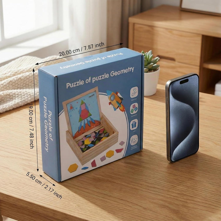 Magnetisches Holzpuzzle Geometriespiel für Vorschulkinder ab DREI Jahren | Montessori Lernspielzeug,