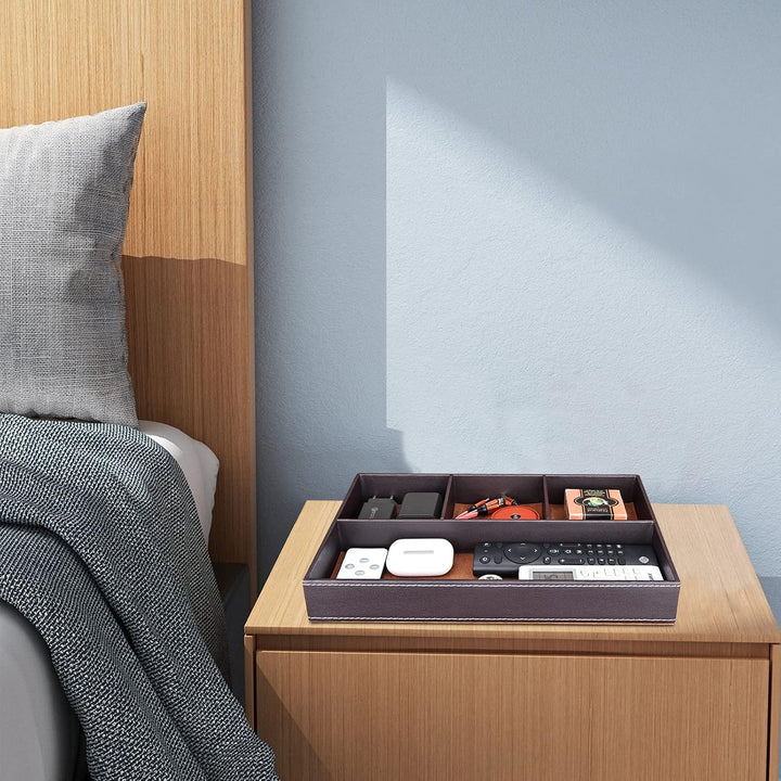 GORESE Valet Tablett, Leder Büro Schublade Schreibtisch Aufbewahrungsbox, Nachttisch Ablageschale, T