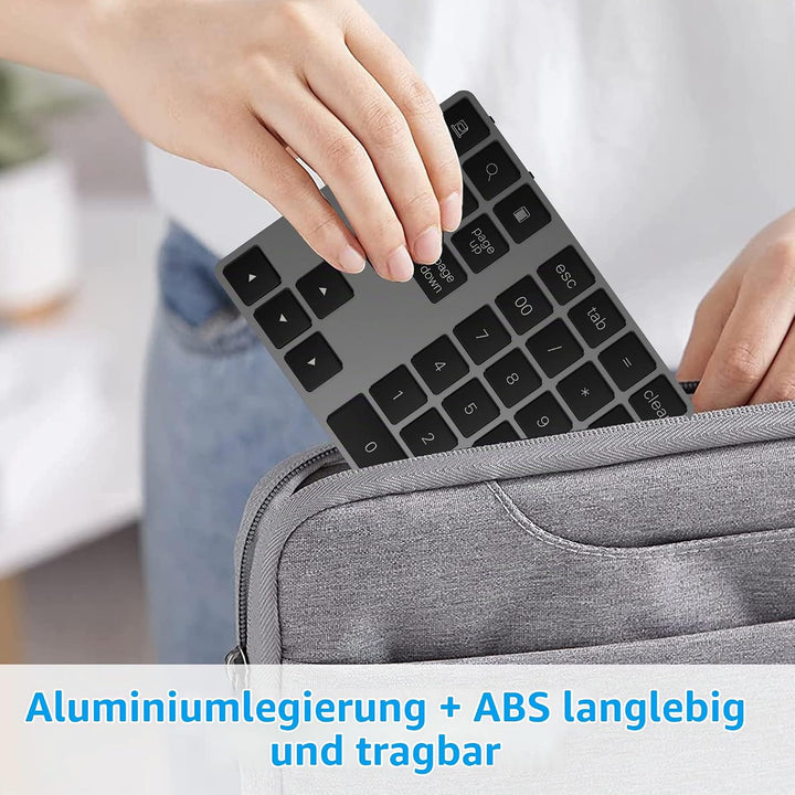 Bluetooth Ziffernblock, Bluetooth Nummerntastatur 34-Tasten, Wireless NumPad kabellose Nummer Tastat