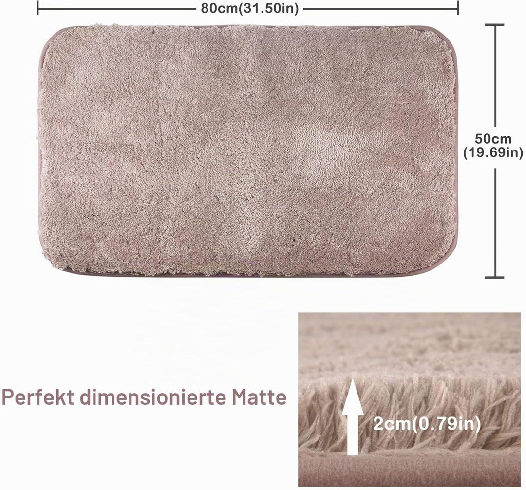 FCSDETAIL rutschfeste, Hochflor Badteppiche 50 x 80 cm, Maschinenwaschbare Badematte, Badvorleger mi