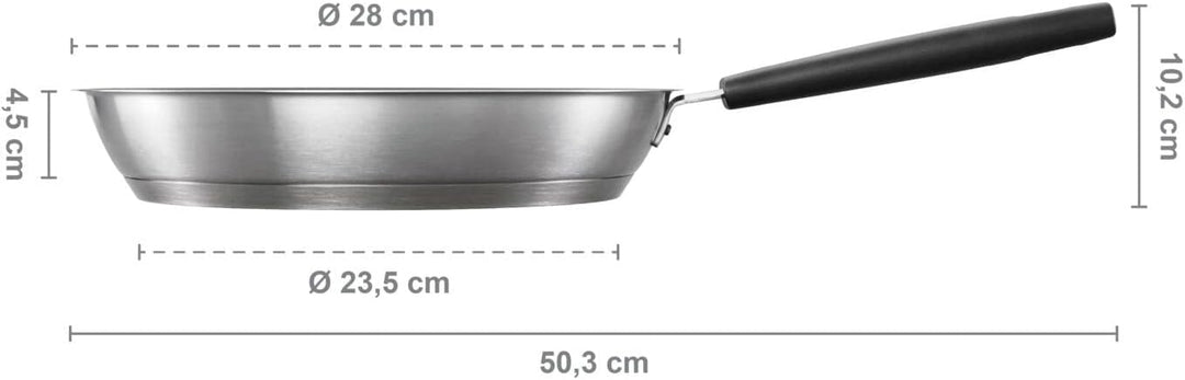 Fiskars Bratpfanne, Ø 28 cm, Für alle Kochfelder geeignet, Rostfreier Stahl/Kunststoff, Kratzfest, H