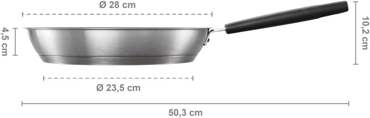 Fiskars Bratpfanne, Ø 28 cm, Für alle Kochfelder geeignet, Rostfreier Stahl/Kunststoff, Kratzfest, H