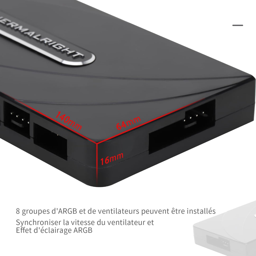 Thermalright FAN ARGB UND HUB Controller Unterstützung 8-Port 3-Pin PC Fan Controller, 5V Fan Hub, s