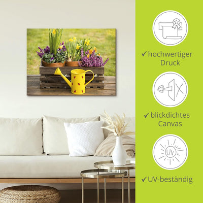 ARTland Leinwandbilder Wandbild Bild Leinwand 60x45 cm Garten Blumen Frühling Narzissen Stiefmütterc