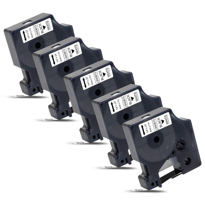 5x Labelwell 6mm Kompatibel Schriftband für DYMO D1 43613 S0720780 Schwarz auf Weiss für Dymo Mobile