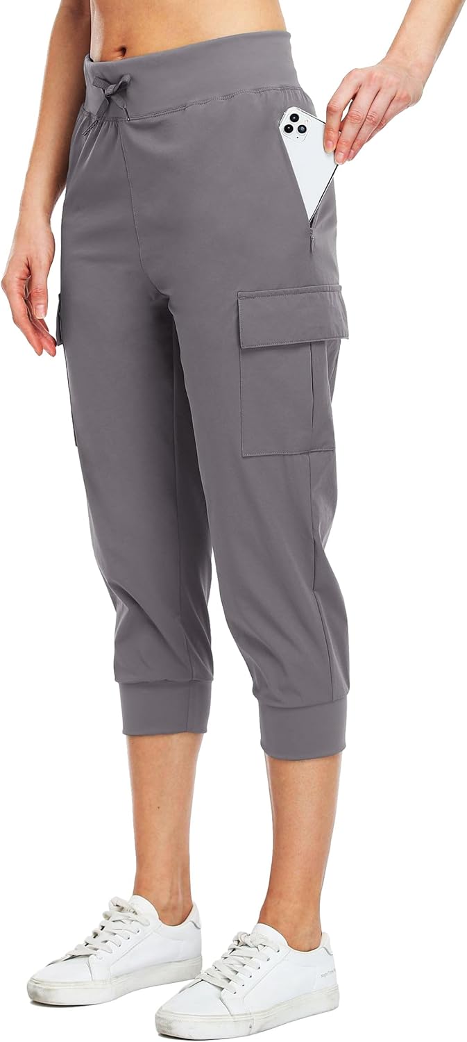 WILLIT Damen Caprihose Cargohose Jogginghose leicht Wanderhose für Workout Outdoor Schnelltrocken At