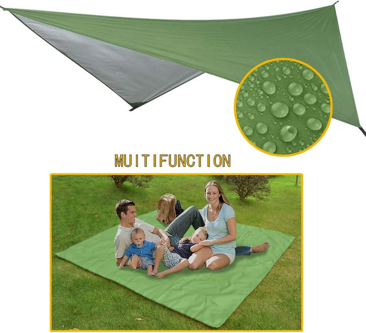 Camping Hängematten Set, Einzel Doppel Hängematte, Moskitonetz, Insektennetz, Regenfliege, hochfeste
