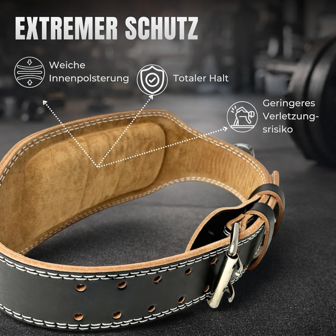 Bullstep Gewichthebergürtel Herren Und Damen, Lifting Belt 100% Rindsleder, Gym Gürtel Mit Schnalle