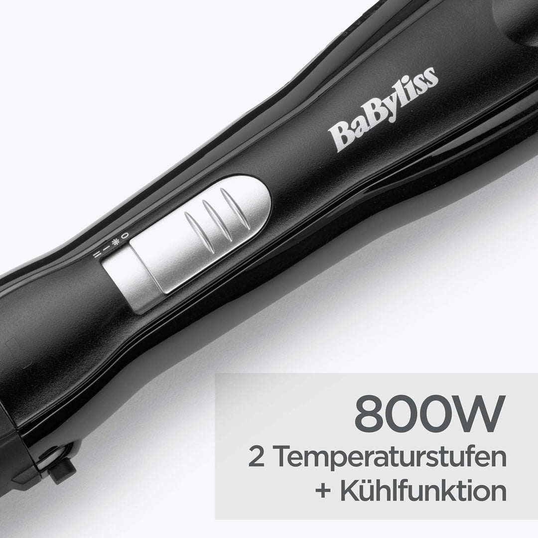 BaByliss Shape und Smooth Wamluftbürste für Kürzere Haare AS82E, 2 Bürstenaufsätze 30mm und 20mm, Kü